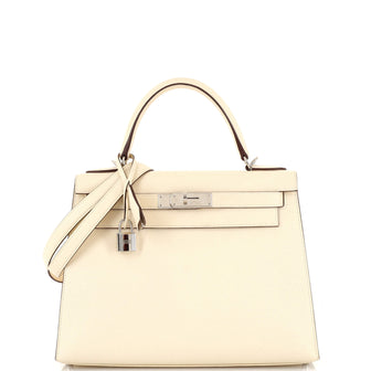 Hermes Kelly Handbag Light Epsom with Palladium Hardware 28