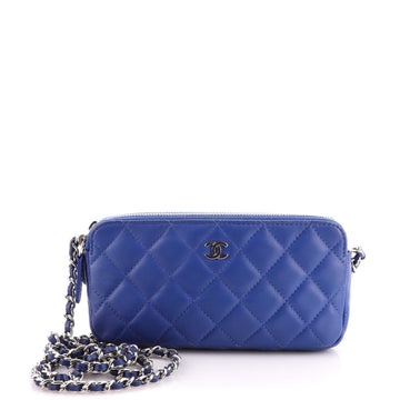 Chanel Double Zip Clutch with Chain Quilted Lambskin
