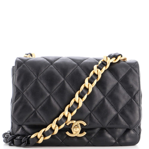 Lacquered Metal CC Flap Bag Quilted Lambskin Small
