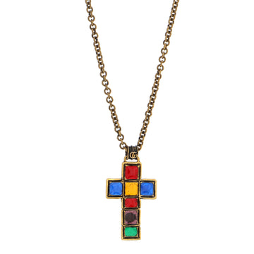Gucci Cross Pendant Necklace Metal with Resin