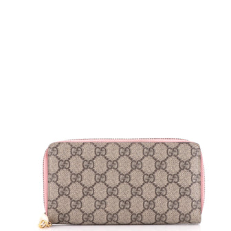 Gucci Pearl Zip Around Wallet GG Coated Canvas Long