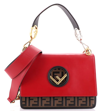 Fendi Kan I F Shoulder Bag Leather with Zucca Embossed Detail Medium