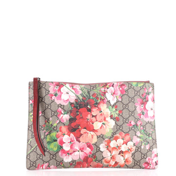 Gucci Zipped Pouch Blooms Print GG Coated Canvas Large