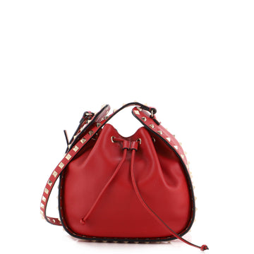 Valentino Garavani Rockstud Drawstring Bucket Bag Leather Small