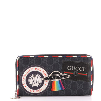 Gucci Courrier Zip Around Wallet GG Coated Canvas with Applique