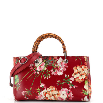 Bamboo Shopper Tote Blooms Print Leather Medium