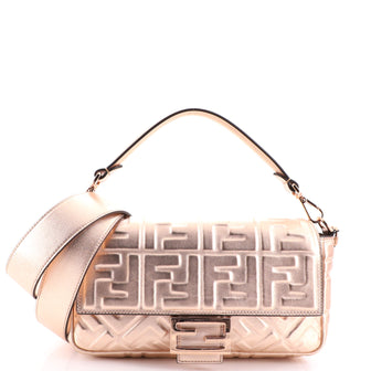 Fendi Baguette NM Bag Zucca Embossed Leather Medium