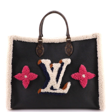 Louis Vuitton OnTheGo Tote Leather and Monogram Teddy Shearling GM