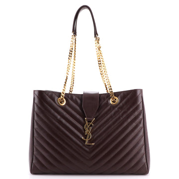 Saint Laurent Classic Monogram Shopper Matelasse Chevron Leather Large