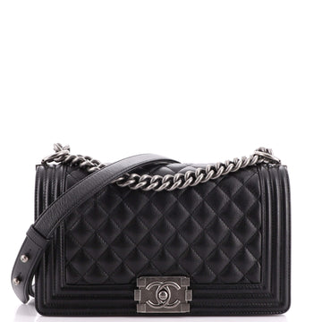 Chanel Boy Flap Bag Quilted Caviar Old Medium