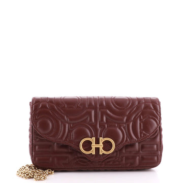 Salvatore Ferragamo Gancini Chain Wallet Gancini Quilted Leather Mini