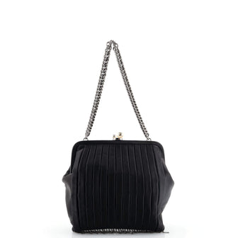 Chanel Vintage Pearl Frame Bag Pleated Satin Small