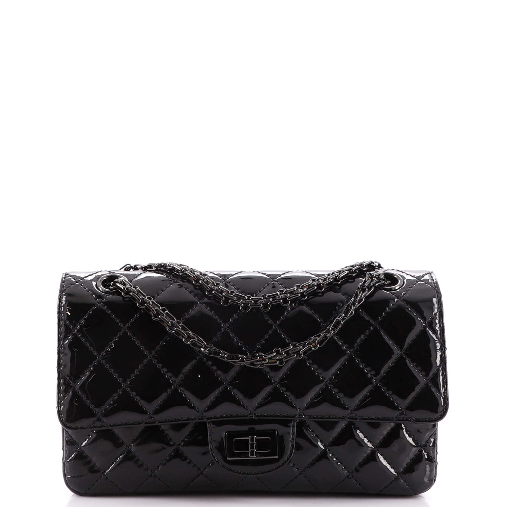 Chanel So Black Reissue 2.55 Flap Bag Quilted Glazed Calfskin 225 Black  1996211