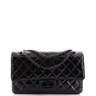 Chanel So Black Reissue 2.55 Flap Bag Quilted Glazed Calfskin 225