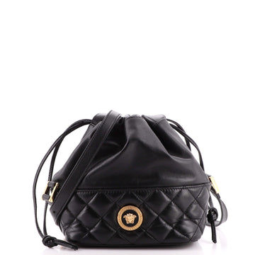 Versace Medusa Drawstring Bucket Bag Quilted Leather Small
