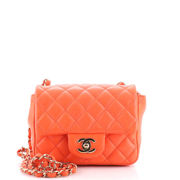 Chanel Square Classic Single Flap Bag Quilted Lambskin Mini