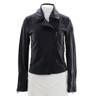 Chanel Women's Zip Biker Jacket Quilted Leather