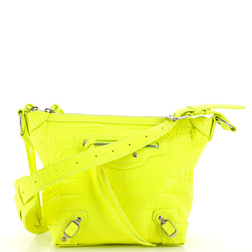 Balenciaga Neo Classic Hobo Crocodile Embossed Leather XS