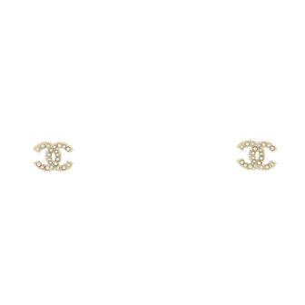 Chanel CC Stud Earrings Metal with Crystals
