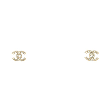 Chanel CC Stud Earrings Metal with Crystals