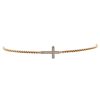 David Yurman Petite Pave Cross Chain Bracelet 18K Yellow Gold with Diamonds