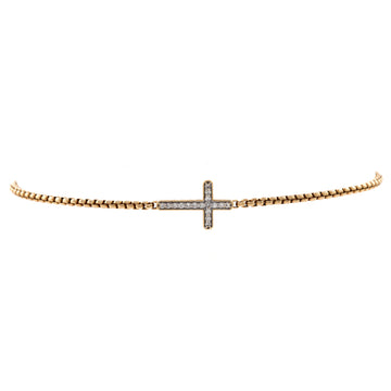 David Yurman Petite Pave Cross Chain Bracelet 18K Yellow Gold with Diamonds