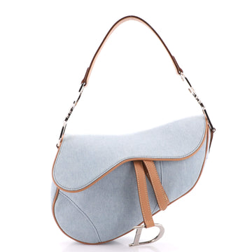 Christian Dior Vintage Saddle Bag Denim Medium