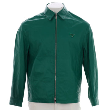 Prada Men's Triangle Logo Zip Up Blouson Jacket Leather