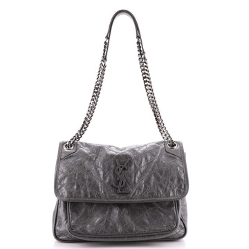Saint Laurent Niki Chain Flap Bag Matelasse Chevron Leather Medium