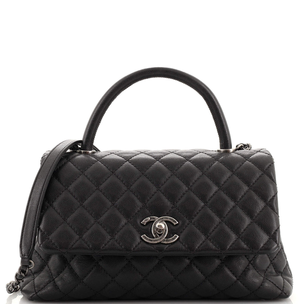 Chanel Coco Top Handle Bag Quilted Caviar Small Black 1998451