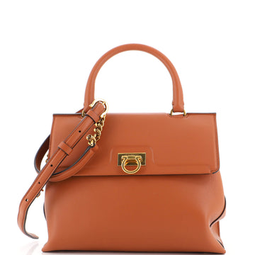Salvatore Ferragamo Trifolio Top Handle Bag Leather Small