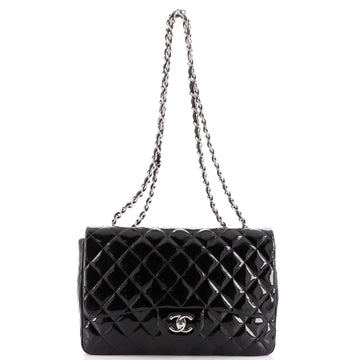 Chanel Vintage Classic Single Flap Bag Quilted Patent Jumbo