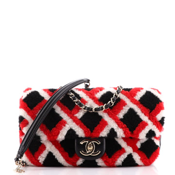 Chanel Emoticon CC Flap Bag Shearling with Quilted Lambskin Medium