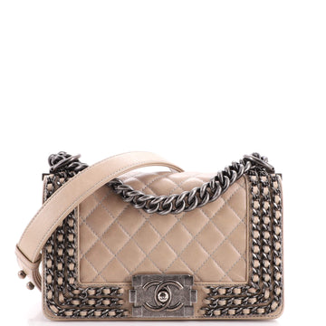 Chanel Chained Boy Flap Bag Quilted Glazed Calfskin Small