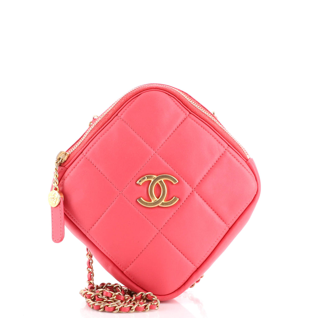 Chanel Diamond Chain Crossbody Bag Quilted Lambskin Small Pink 19984722