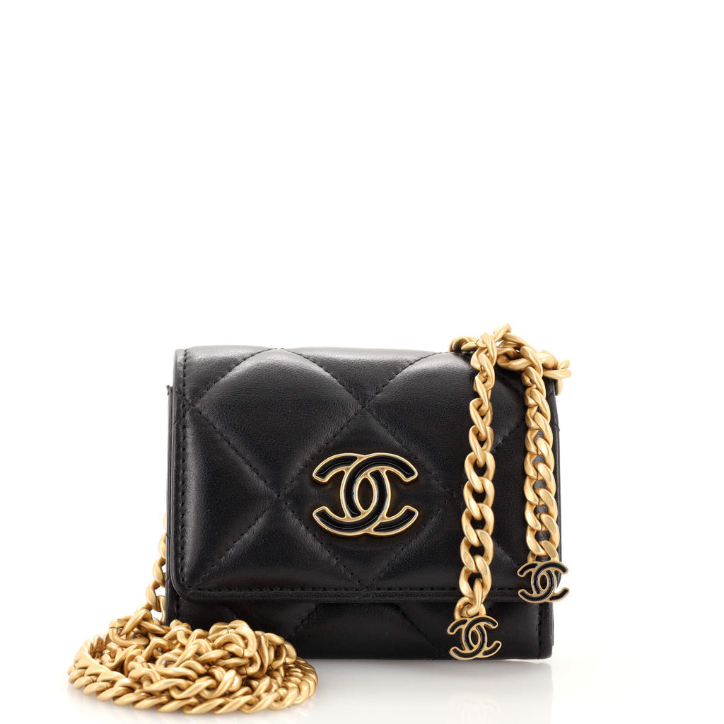 Chanel Pending CC Card Holder on Chain Quilted Lambskin Black 19984725