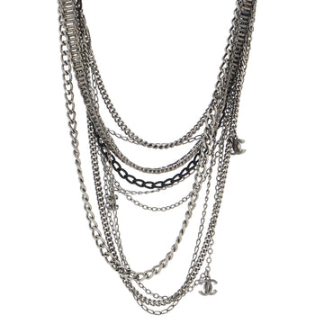 Chanel CC Multistrand Loop Chain Necklace Metal and Enamel with Crystals