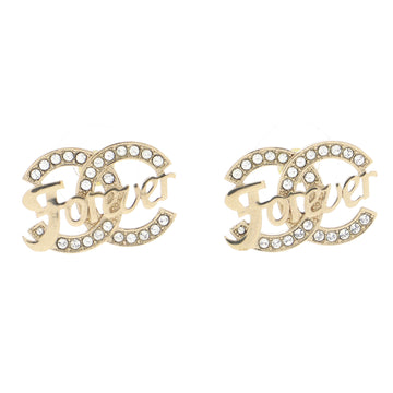 Chanel CC Forever Stud Earrings Metal with Crystals