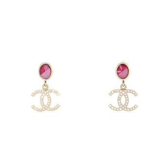 Chanel CC Dangle Earrings Metal and Crystals