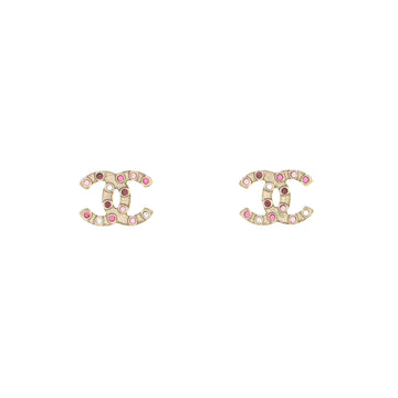 Chanel CC Stud Earrings Metal with Multicolor Crystals