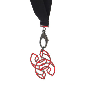 Chanel CC Lanyard Necklace Grosgrain with Crystal Embellished Metal