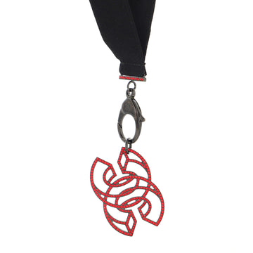 Chanel CC Lanyard Necklace Grosgrain with Crystal Embellished Metal