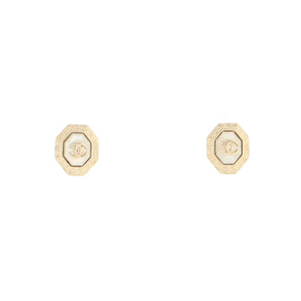 Chanel CC Octagon Stud Earrings Metal and Resin