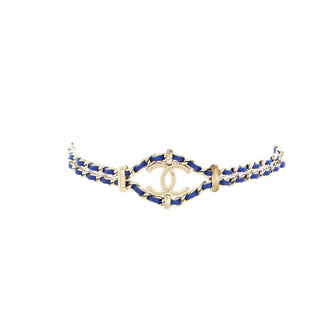 Chanel Chain CC Logo Bracelet Metal with Leather