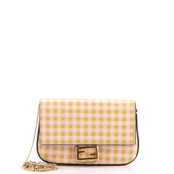 Fendi Chain Baguette Charm Bag Printed Leather Nano