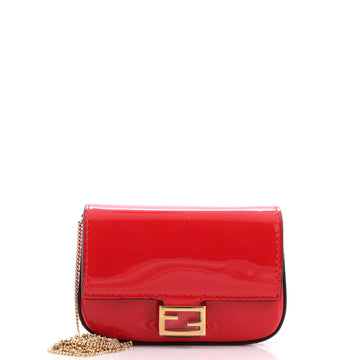 Fendi Chain Baguette Charm Bag Patent Nano
