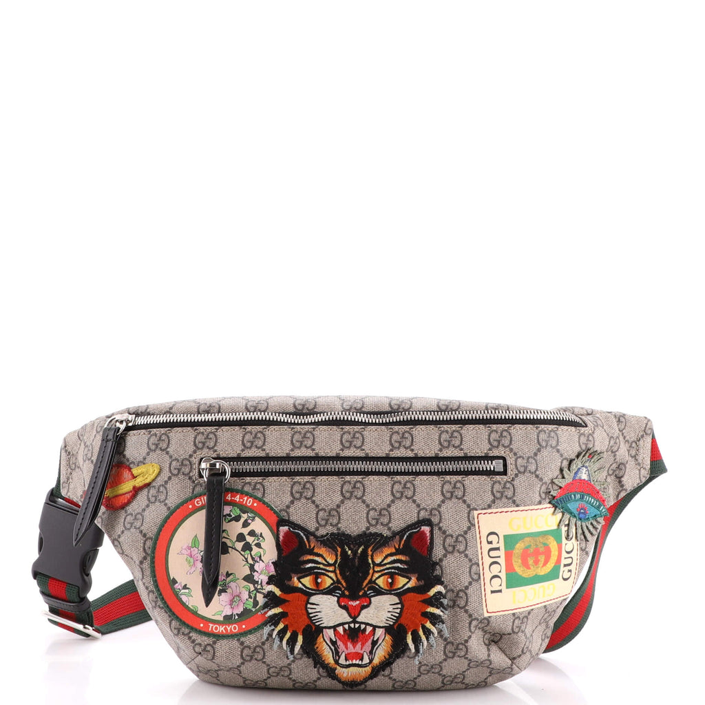 GUCCI クーリエ Gucci Courrier Zip Belt Bag GG Coated Canvas with Applique Brown