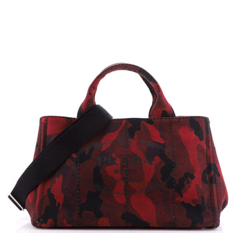 Prada Canapa Convertible Tote Printed Canvas Medium
