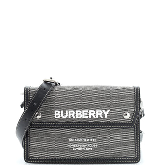 Burberry Logo Flap Crossbody Bag Canvas with Leather Mini