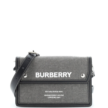 Burberry Logo Flap Crossbody Bag Canvas with Leather Mini